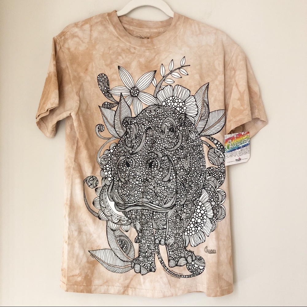THE MOUNTAIN | Tan Rhino Tie Dye Graphic Tee